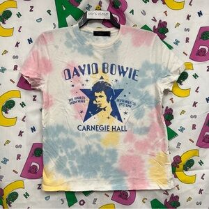 S Womens NWT Junk Food LA 2022 Distressed Tie Dye David Bowie Carnegie Hall T